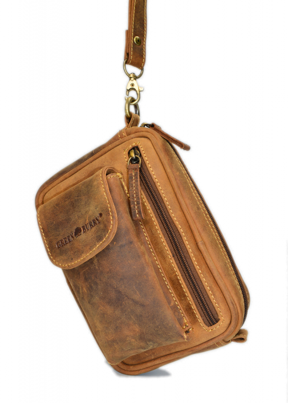 Vintage-Leder Handgelenktasche, braun